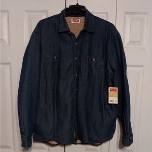 Size large Wrangler light get denim shirt/jacket, button down.